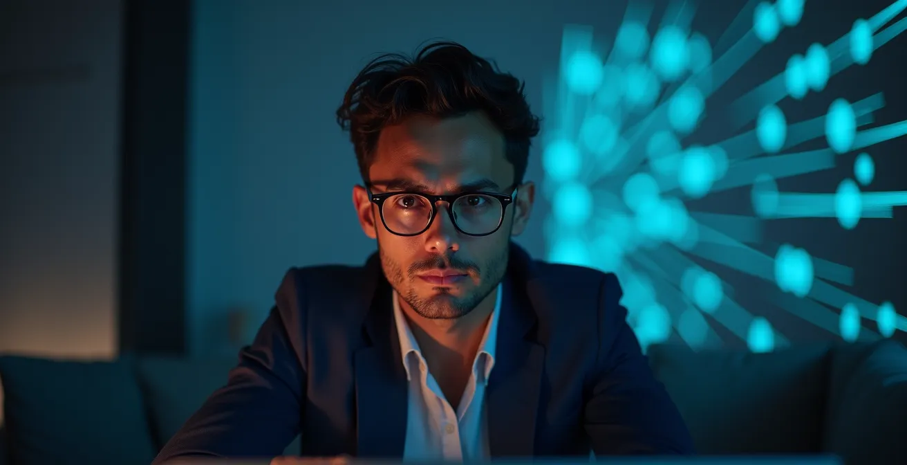 Abstract visualization of autonomous AI security agents protecting and attacking digital infrastructure