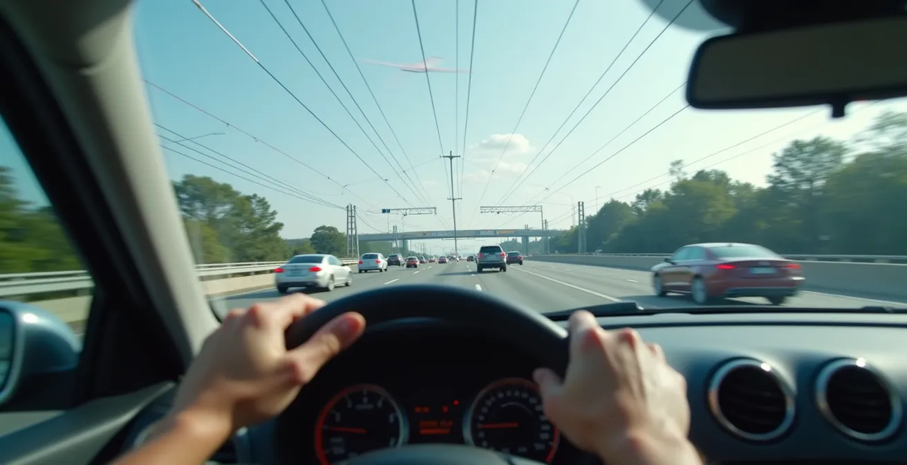 Abstract visualization of mental bandwidth during high-stress driving moment