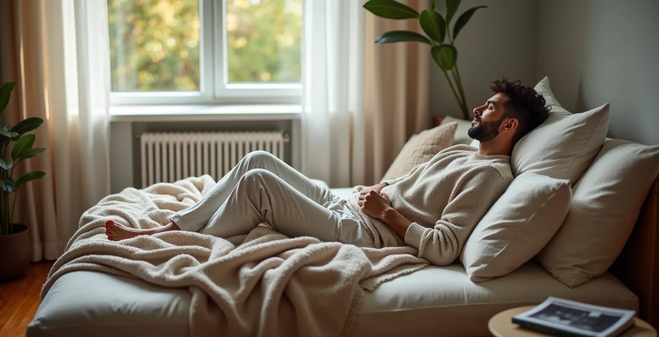 Split view comparing a modern daybed setup with a convertible sofa bed in the same room