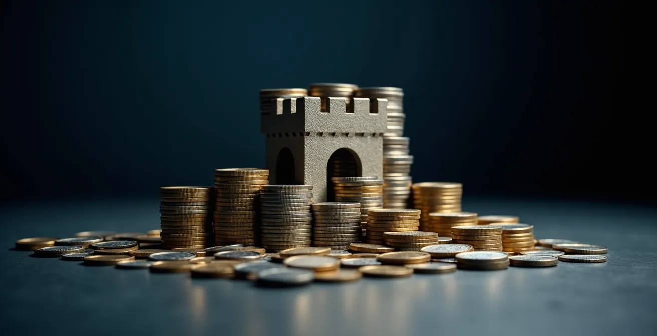 Abstract visualization of financial strength indicators through architectural metaphor