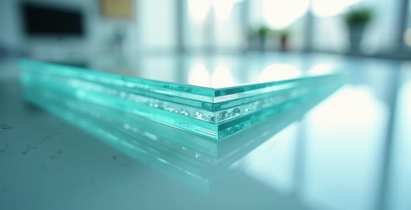 Conceptual visualization of transparency in fund management, showing layers of translucent and opaque glass.