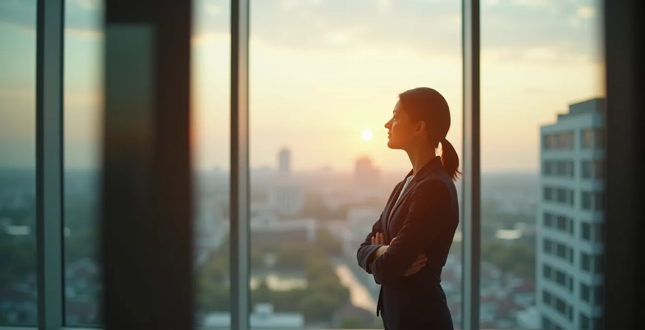 Young professional with ascending career trajectory showing human capital as protective shield for investment risk