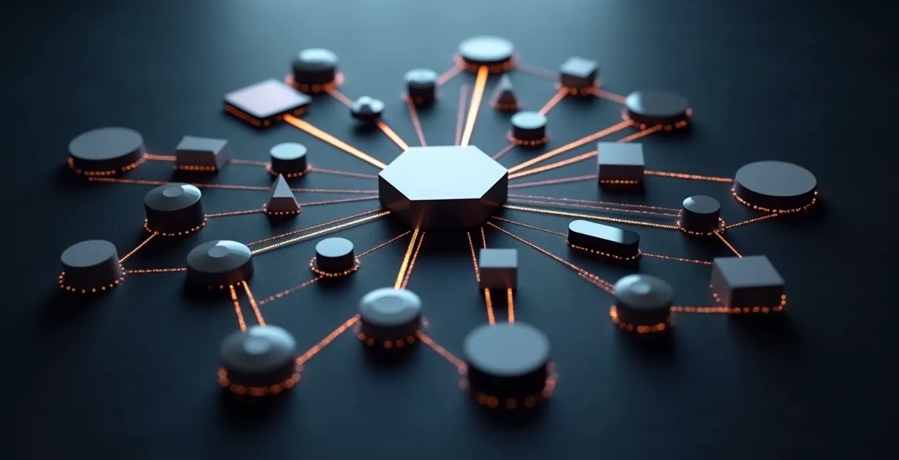 Visual diagram showing Matter protocol connecting diverse smart home devices across different brands