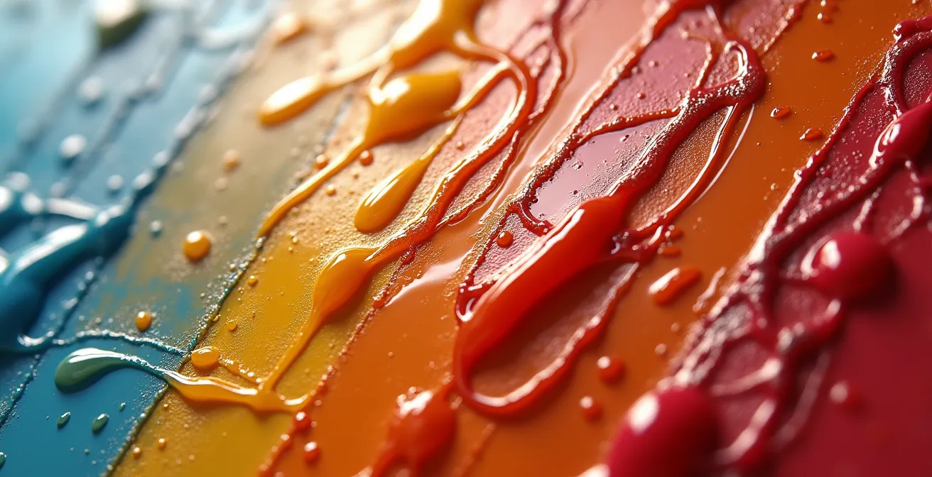 Close-up of oil painting showing glazing technique creating luminous depth without muddy colors