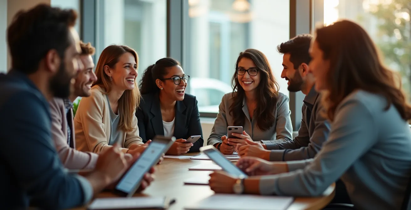New employee cohort engaged in interactive onboarding workshop with facilitator