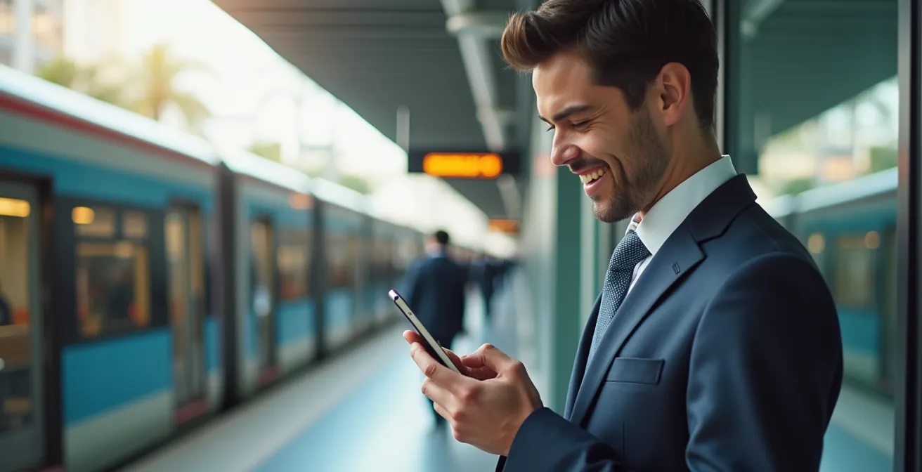 Person planning multimodal journey with integrated transport options